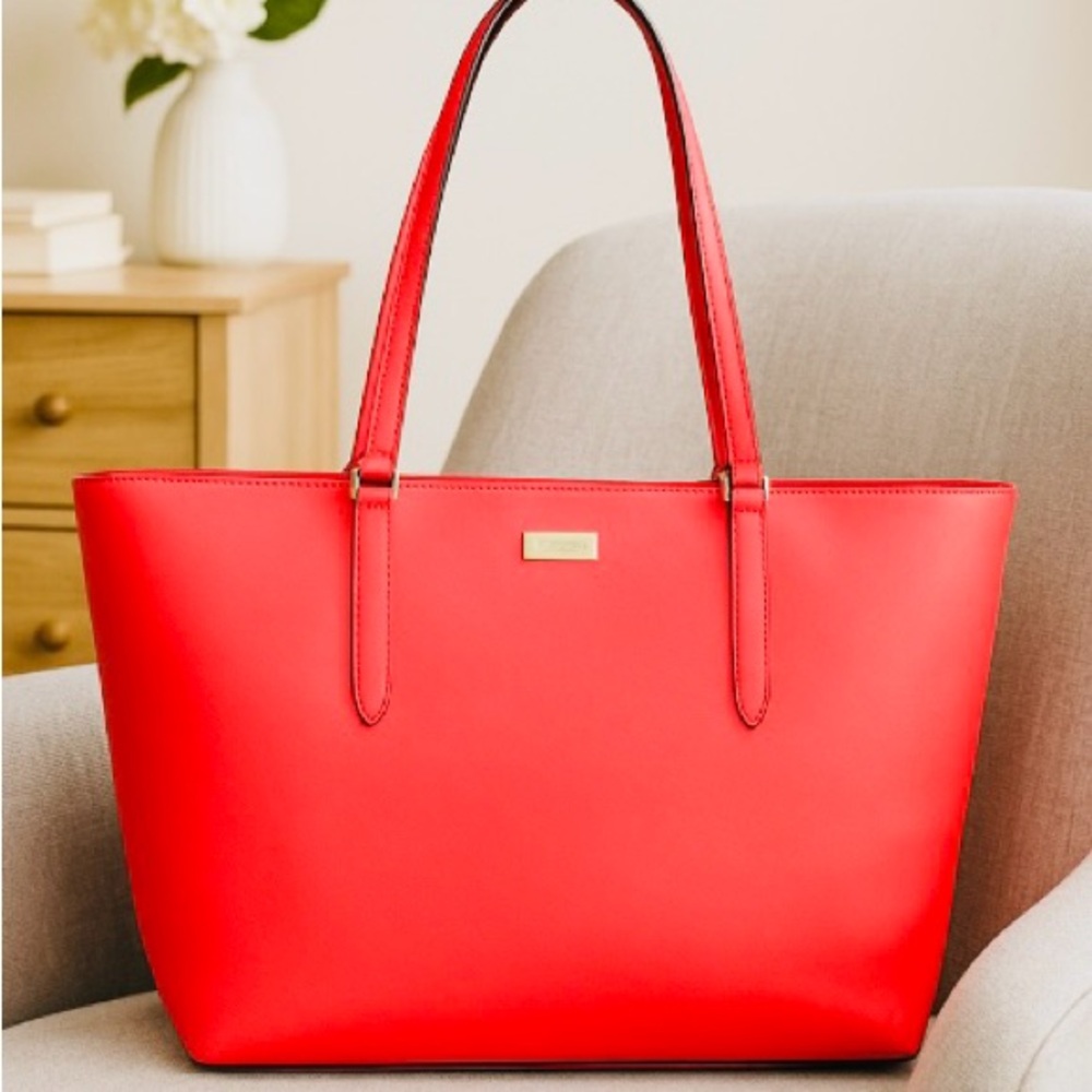 Kate Spade Newbury Large Tote Strawberry Pink Leather Work Travel Bag